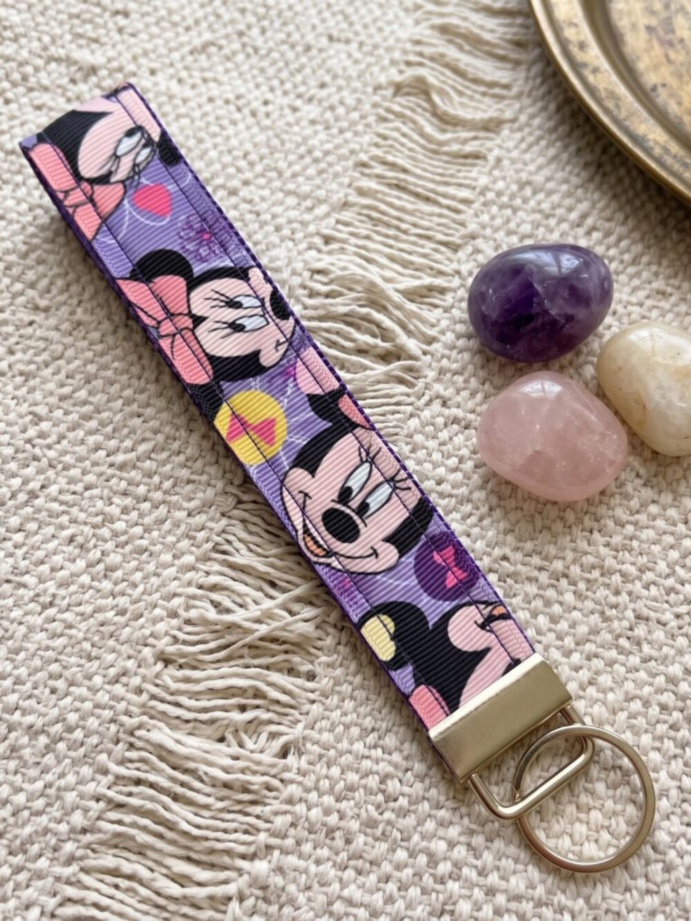 New Minnie Mouse Fabric Keychain Wristlet – Cute & Handy Key Holder